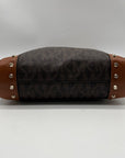 Michael Kors Brown Monogram Print Serena Large Shoulder Bag