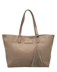 M.I.L.A Beige Large Tassel Tote Bag