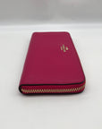Coach Pink Leather Accordion Zip Wallet
