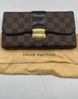 Louis Vuitton Brown Leather Damier Ebène Sistina Wallet