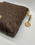 Michael Kors Brown Jet Set Monogram Messenger Shoulder Bag