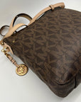 Michael Kors Brown Jet Set Monogram Messenger Shoulder Bag