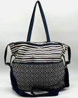 Tory Burch Navy Blue & White Nylon Diaper Bag