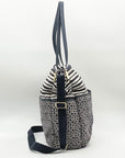 Tory Burch Navy Blue & White Nylon Diaper Bag
