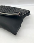 Stella & Dot Black Faux Leather Waverly Petite Braided Crossbody Bag
