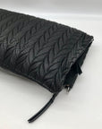 Stella & Dot Black Faux Leather Waverly Petite Braided Crossbody Bag