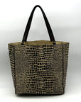 Kate Spade Brown & Tan Canvas Safari Lizard Tote Bag