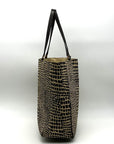 Kate Spade Brown & Tan Canvas Safari Lizard Tote Bag