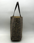Kate Spade Brown & Tan Canvas Safari Lizard Tote Bag