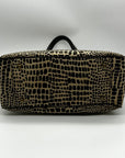 Kate Spade Brown & Tan Canvas Safari Lizard Tote Bag