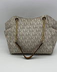 Michael Kors Beige Signature Logo-Print Shoulder Bag