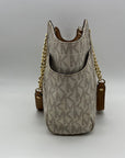 Michael Kors Beige Signature Logo-Print Shoulder Bag