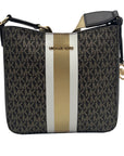 Michael Kors Brown Jet Set Signature Logo Stripe Crossbody