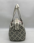 Coach Gray Pebbled Leather Signature Stripe Heritage Satchel Bag F15132