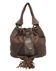 A.B.S By Allen Schwartz Brown Faux Leather Drawstring Shoulder Bag