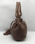 A.B.S By Allen Schwartz Brown Faux Leather Drawstring Shoulder Bag
