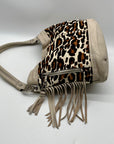 B. Makowsky Leopard-Print Leather Shoulder Bag