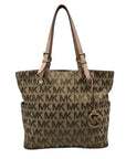 Michael Kors Brown & Khaki Monogram Canvas Jet Set Logo Tote Bag