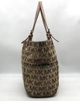 Michael Kors Brown & Khaki Monogram Canvas Jet Set Logo Tote Bag