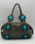 Charm & Luck Vintage Stone Grey Leather Hobo Bag