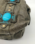 Charm & Luck Vintage Stone Grey Leather Hobo Bag