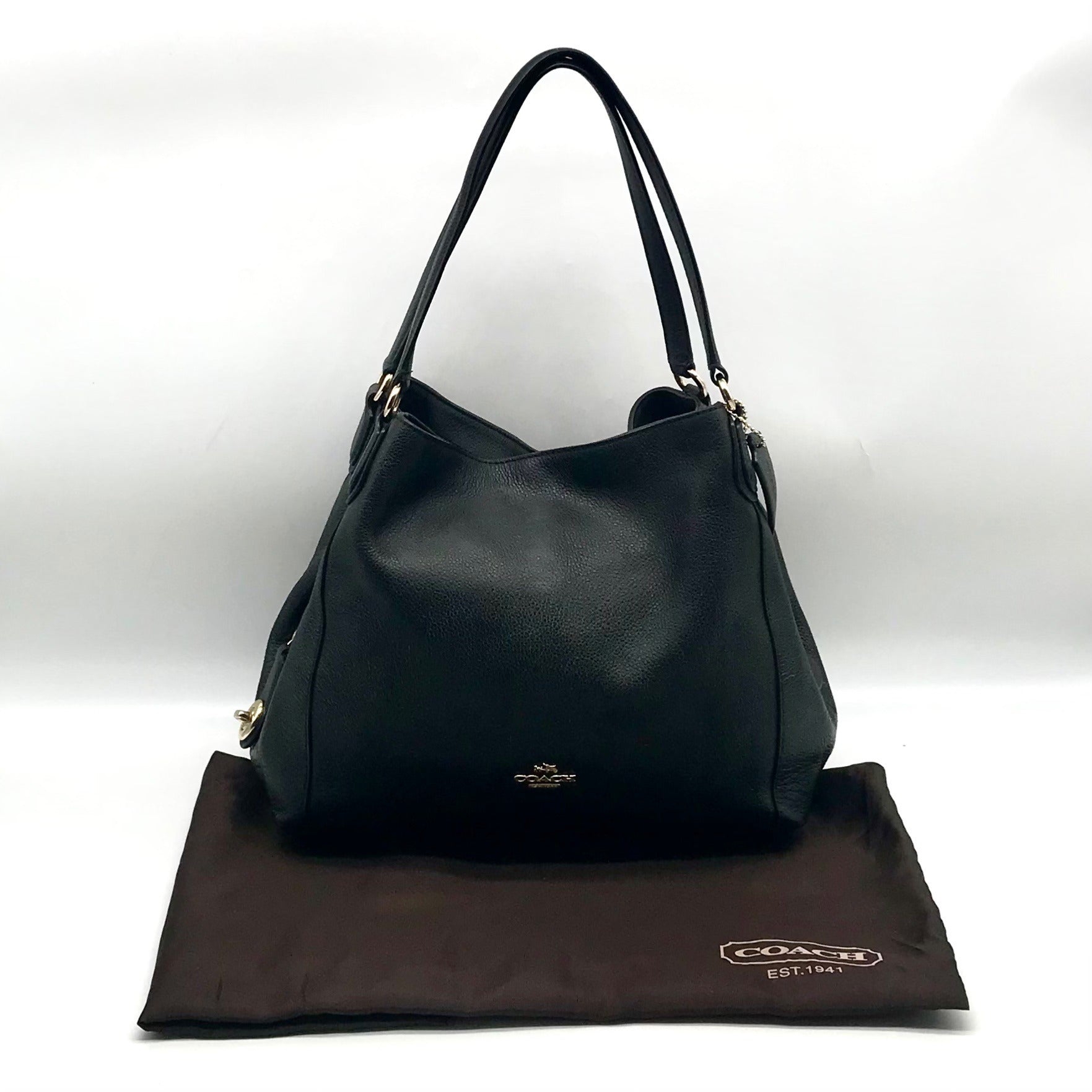 Coach Black Pebbled Leather Edie 31 Shoulder Bag