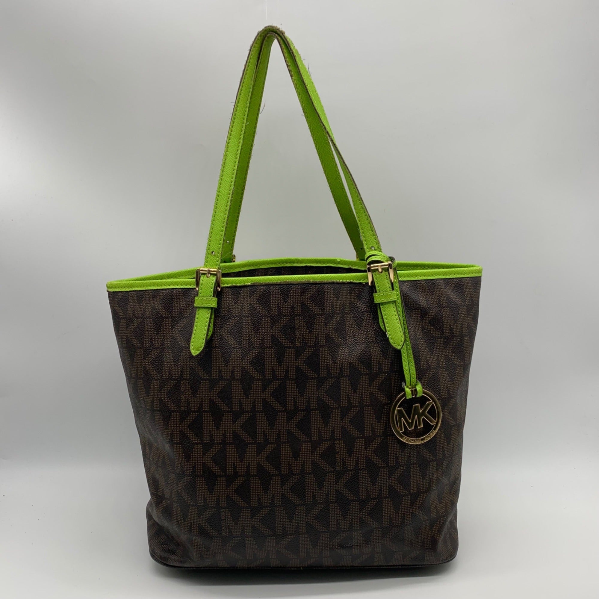Michael Kors Jet Set Signature Canvas Snap Pocket Tote Bag