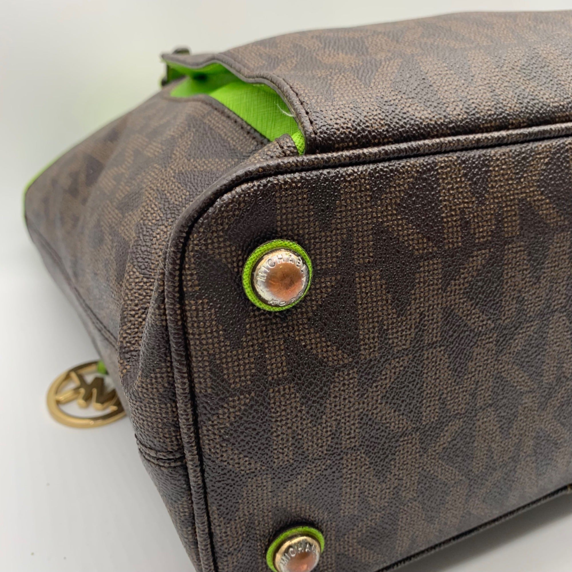 Michael Kors Jet Set Signature Canvas Snap Pocket Tote Bag