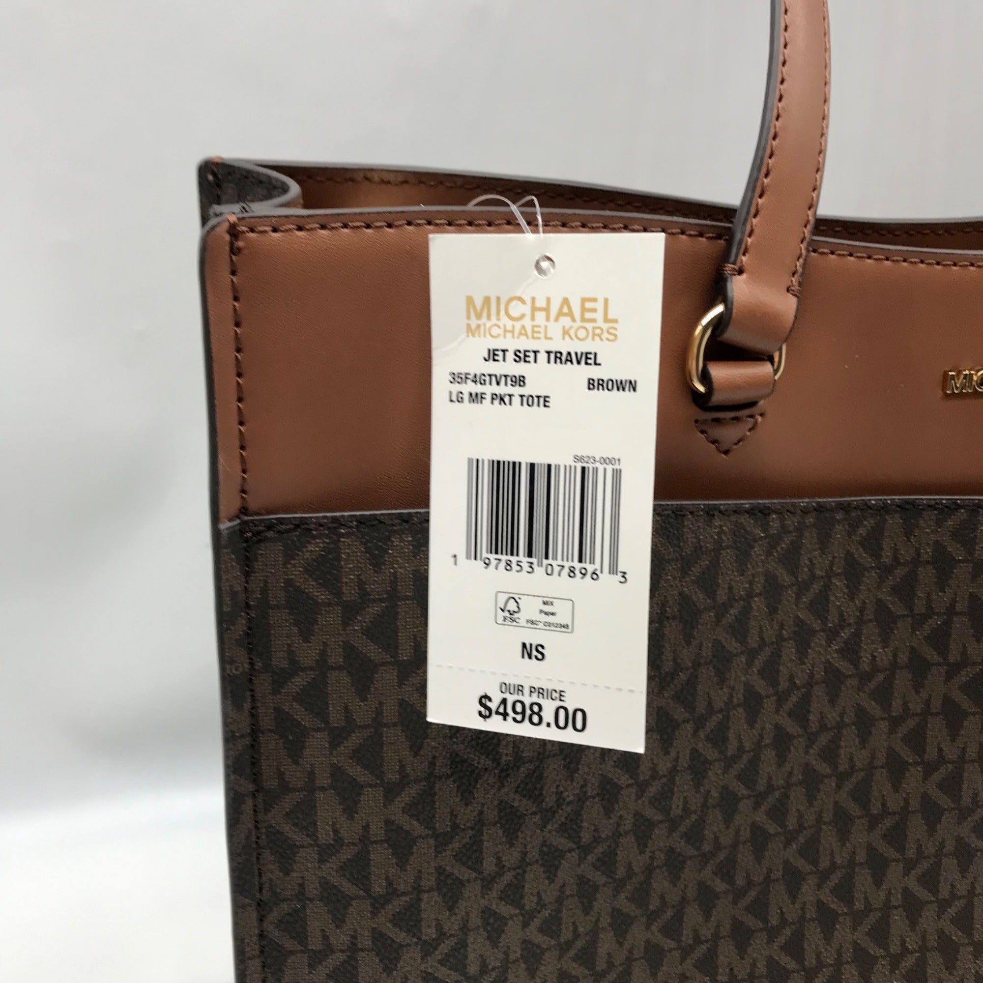 Michael Kors Brown Signature Jet Set Travel Tote Bag