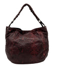 Furla Red Snakeskin-Embossed Leather Hobo Shoulder Bag