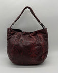 Furla Red Snakeskin-Embossed Leather Hobo Shoulder Bag