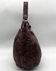 Furla Red Snakeskin-Embossed Leather Hobo Shoulder Bag