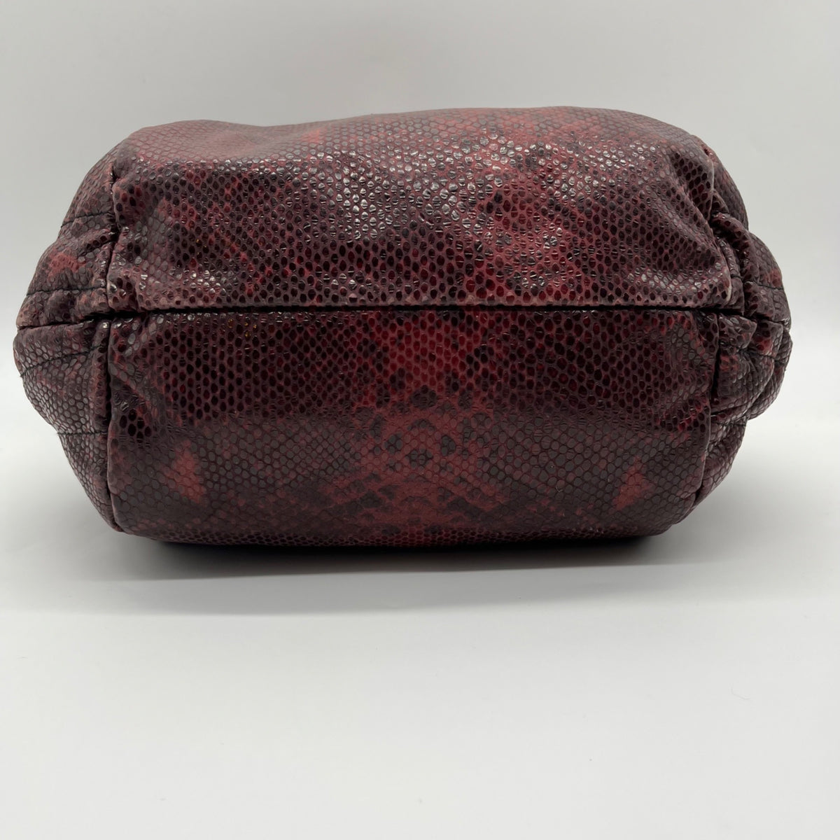 Furla Red Snakeskin-Embossed Leather Hobo Shoulder Bag