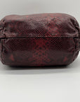 Furla Red Snakeskin-Embossed Leather Hobo Shoulder Bag