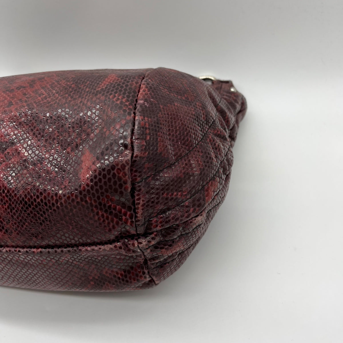Furla Red Snakeskin-Embossed Leather Hobo Shoulder Bag