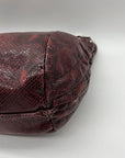 Furla Red Snakeskin-Embossed Leather Hobo Shoulder Bag