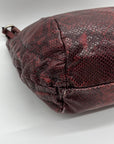 Furla Red Snakeskin-Embossed Leather Hobo Shoulder Bag