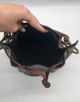 Stella Bianca Brown Leather Drawcord Studded Bucket Bag