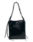 Zara Black Faux Leather Bucket-Style Shoulder Bag