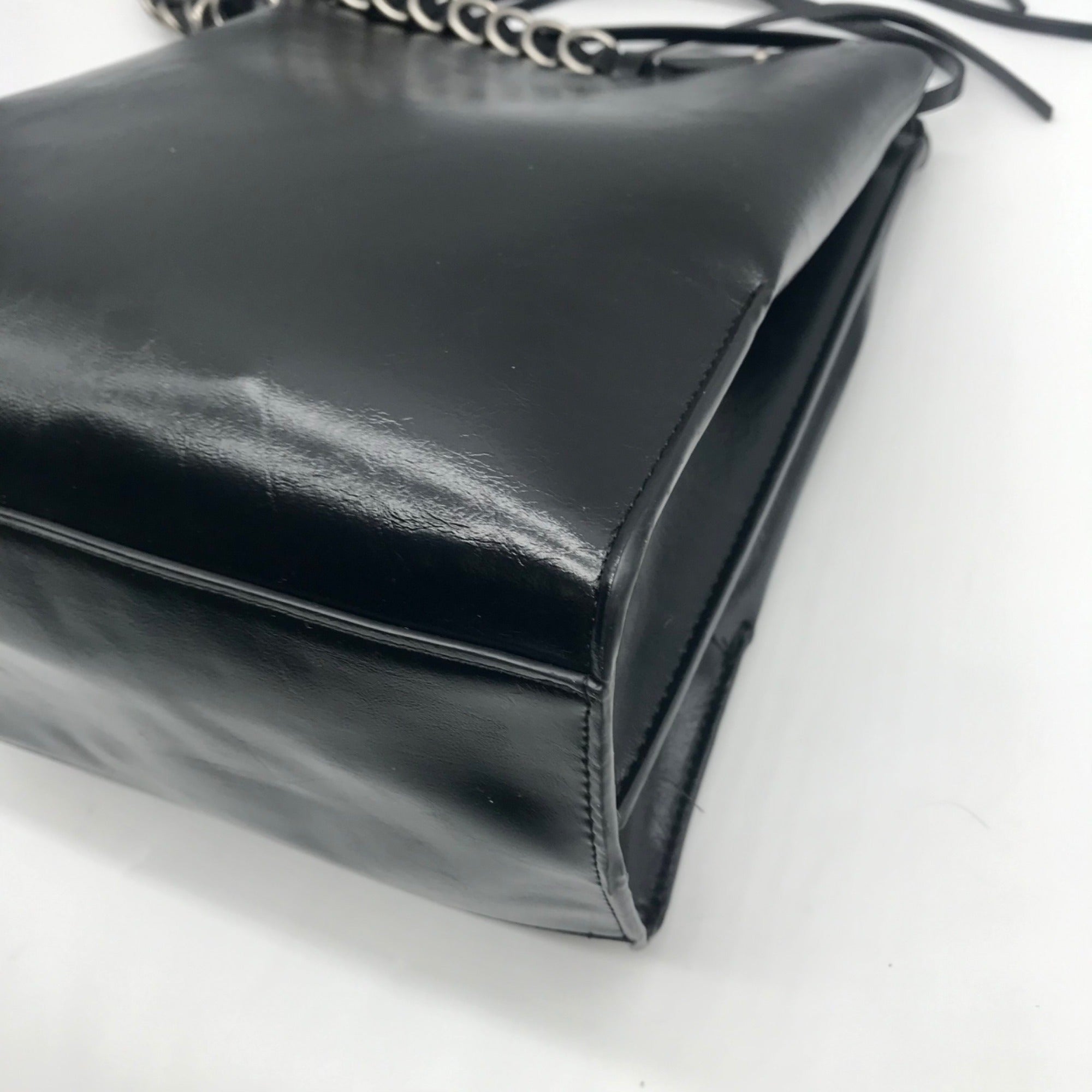 Zara Black Faux Leather Bucket-Style Shoulder Bag