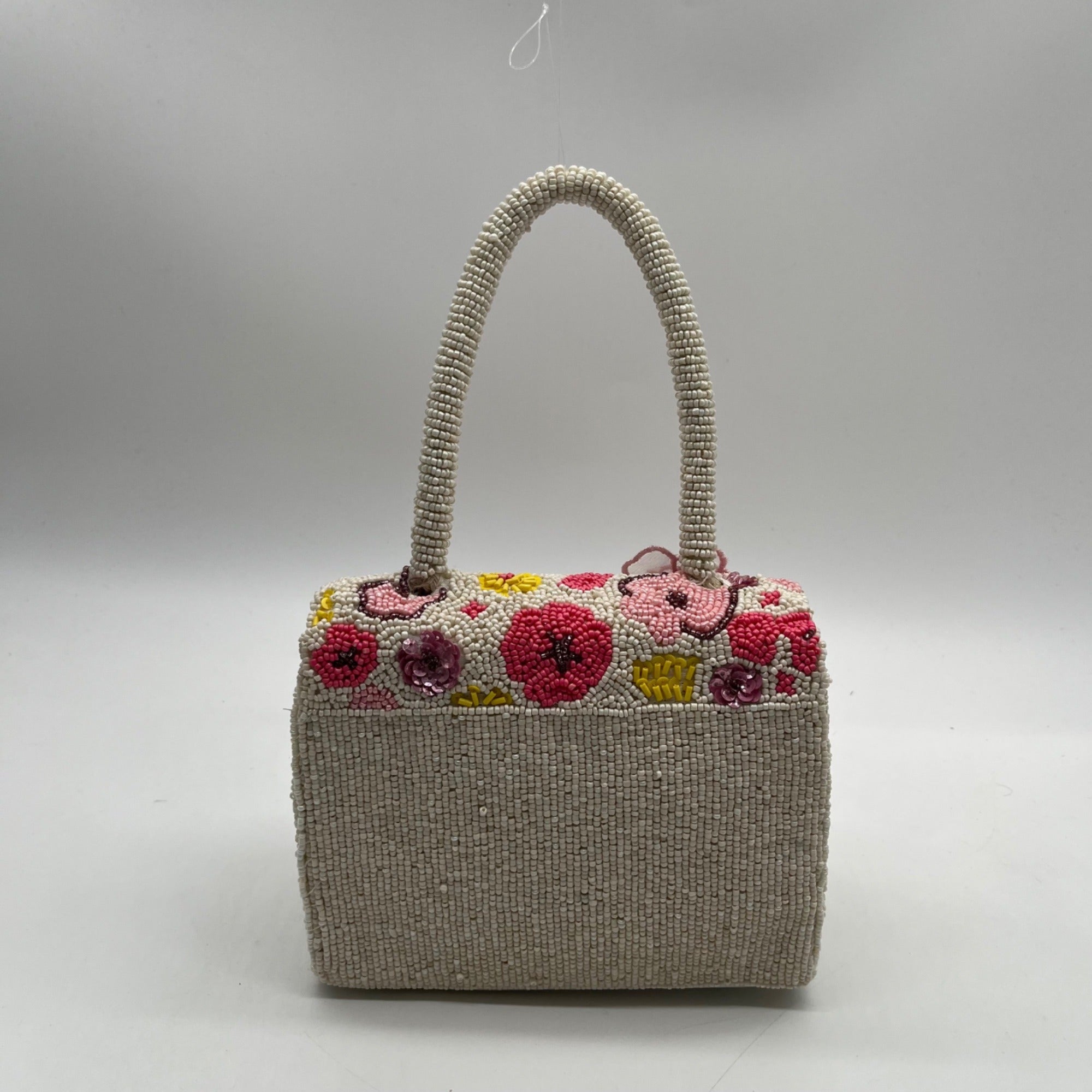 Mar Y Sol Cream Beaded Baguette Shoulder Bag