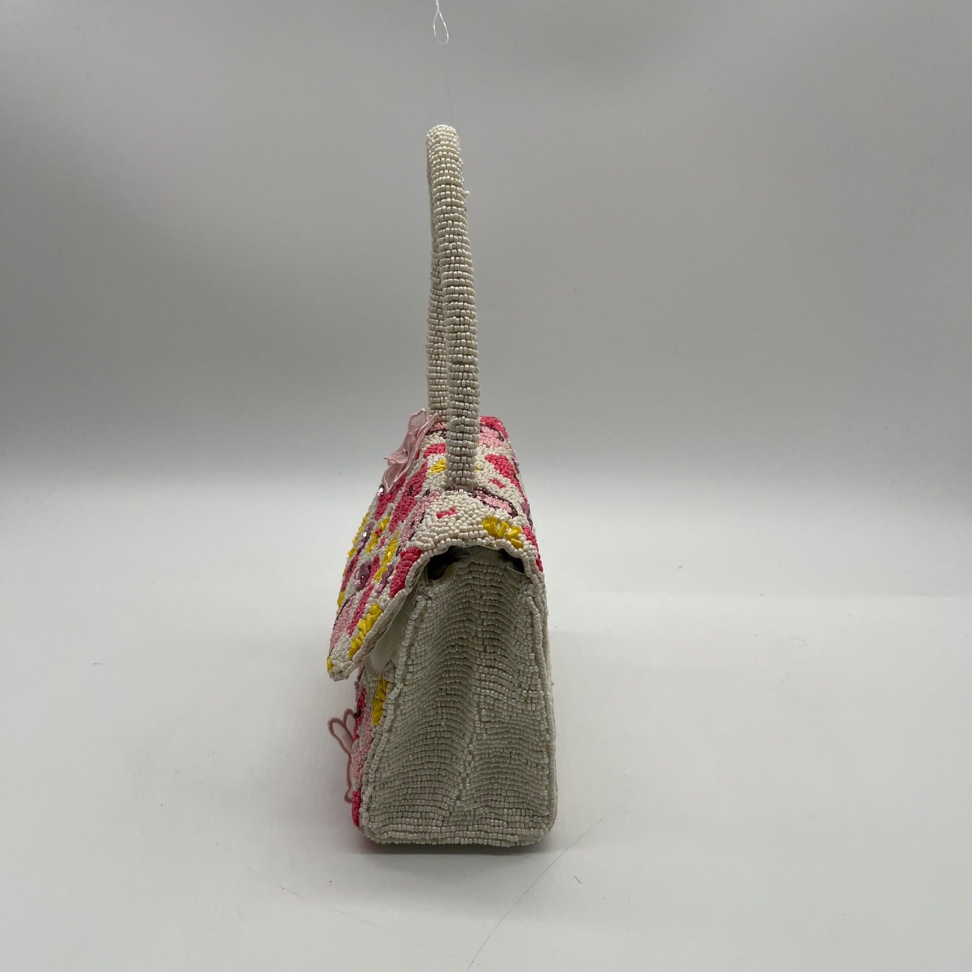 Mar Y Sol Cream Beaded Baguette Shoulder Bag