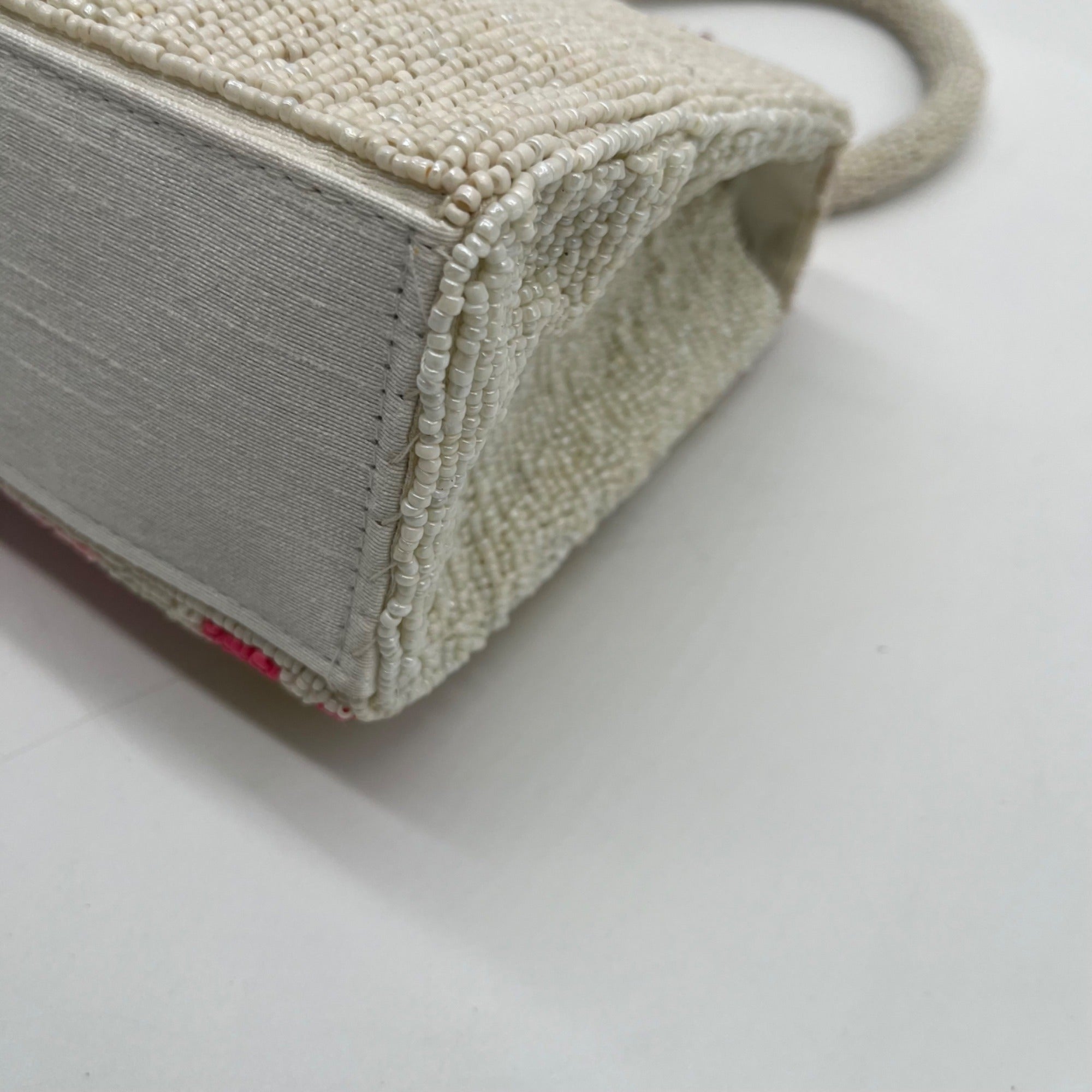 Mar Y Sol Cream Beaded Baguette Shoulder Bag