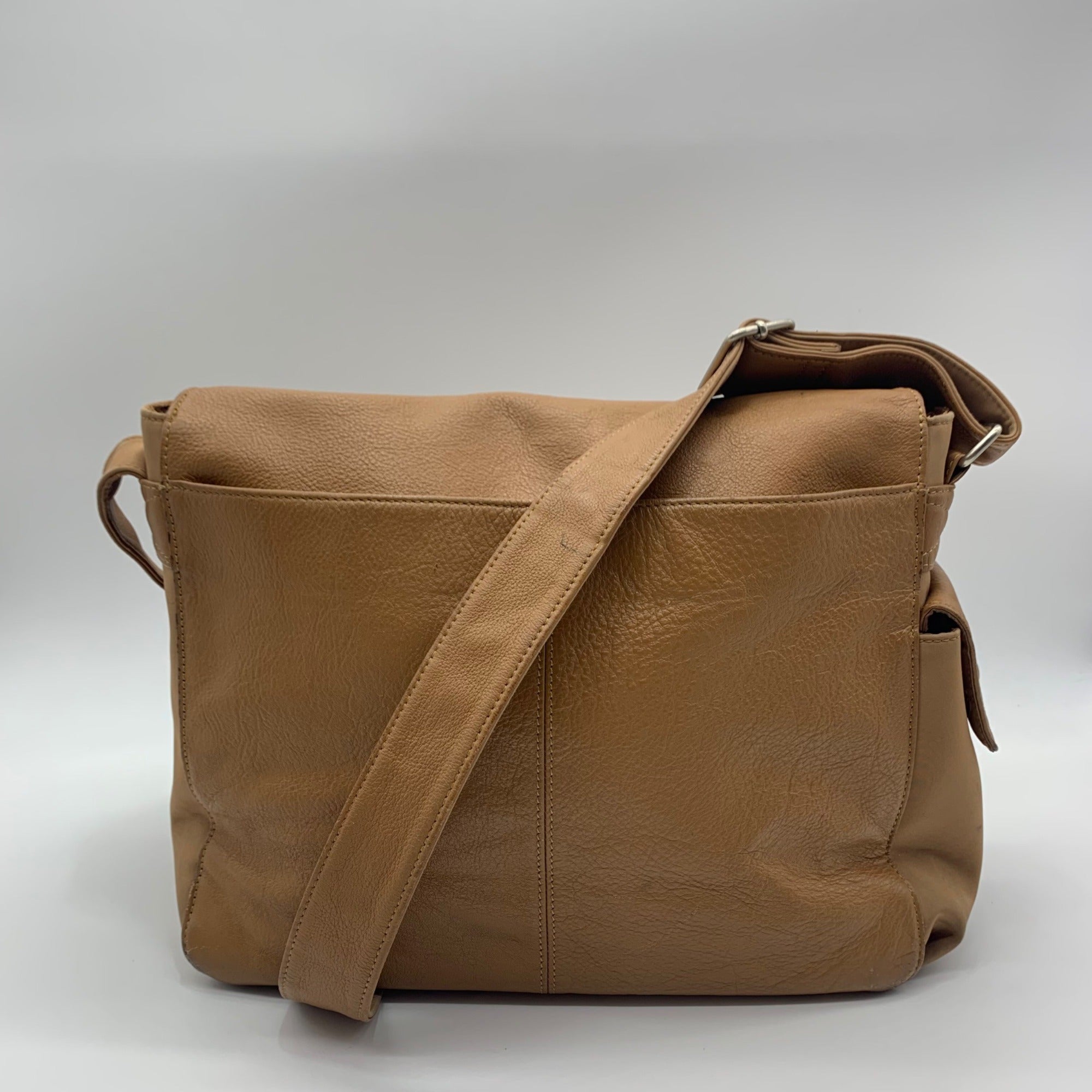 Fossil Brown Leather Multi-Pocket Work Shoulder Bag