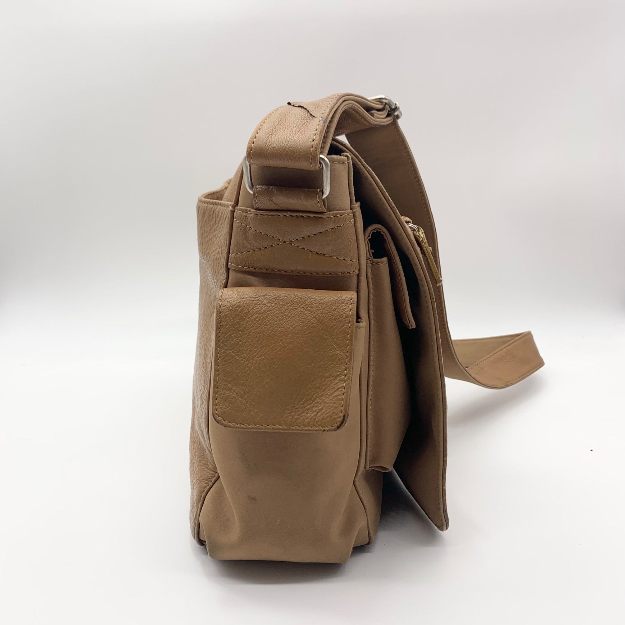 Fossil Brown Leather Multi-Pocket Work Shoulder Bag