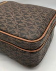 Michael Kors Brown Monogram Canvas Jet Set Travel Crossbody Bag
