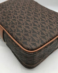 Michael Kors Brown Monogram Canvas Jet Set Travel Crossbody Bag