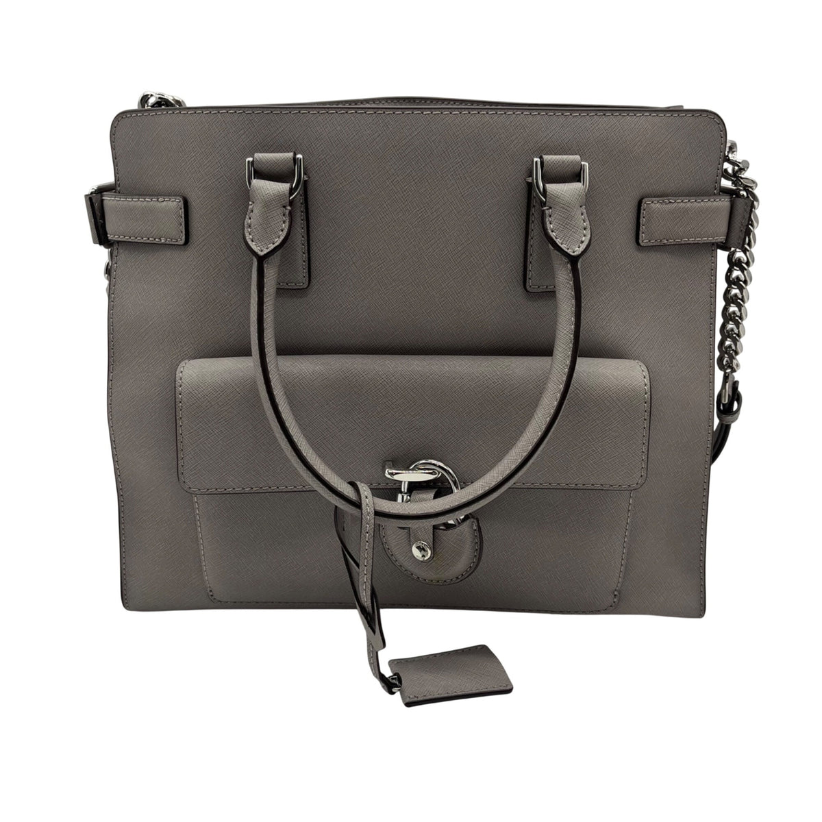 Michael Kors Grey Saffiano Leather Emma Satchel Bag