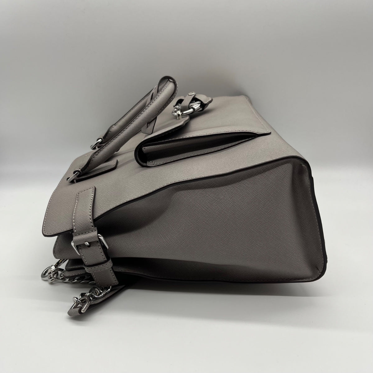 Michael Kors Grey Saffiano Leather Emma Satchel Bag