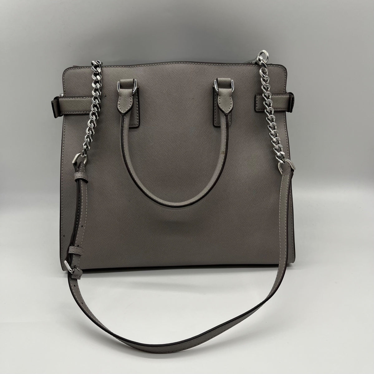Michael Kors Grey Saffiano Leather Emma Satchel Bag